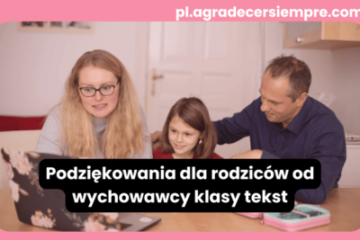 Rodzice z uczennicą uczestniczący w spotkaniu online – symboliczne podziękowania dla rodziców od wychowawcy klasy.